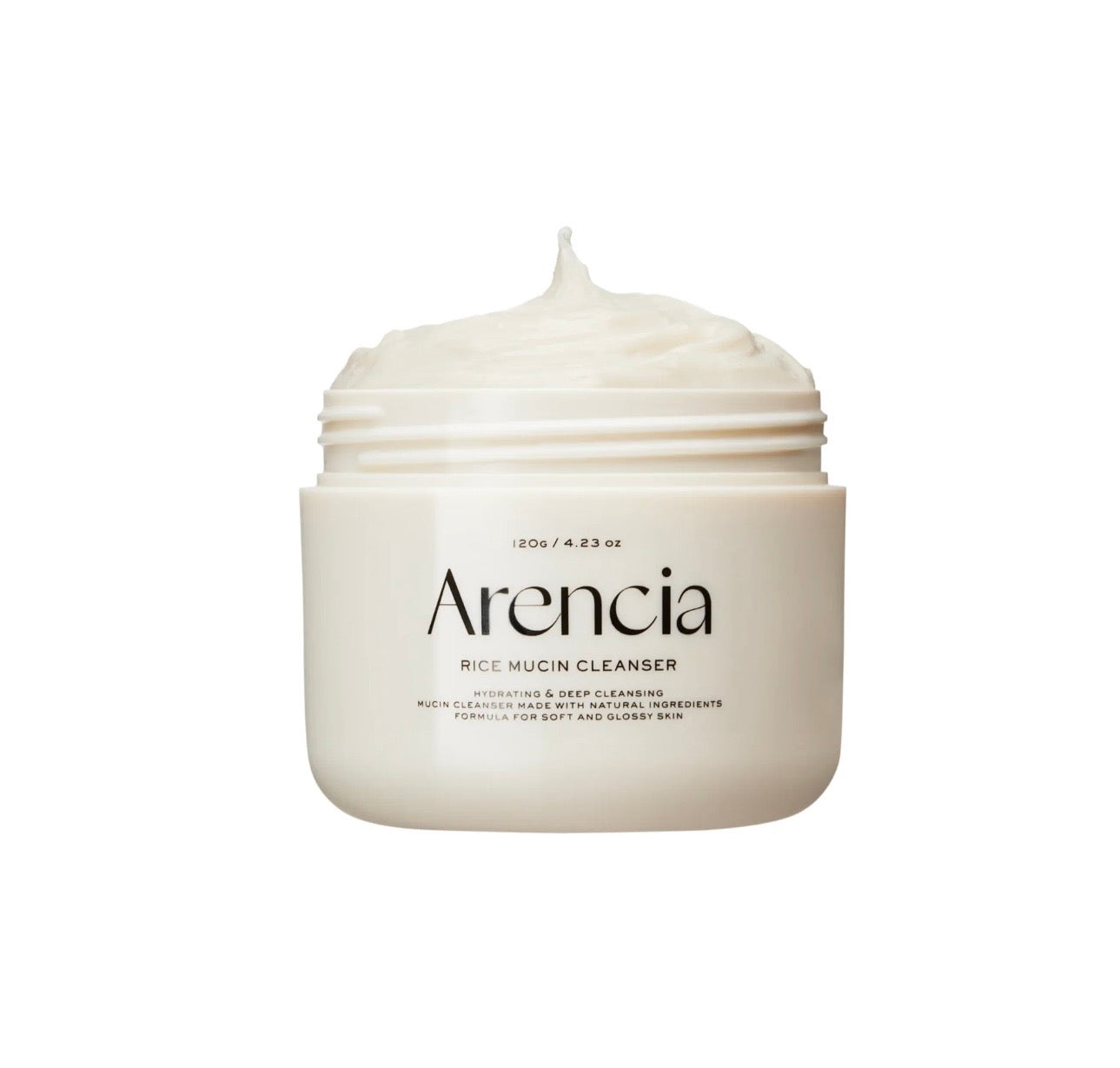 Arencia Rice Mucin Cleanser with Snail Secretion Filtrate for skin repair and hydration.
