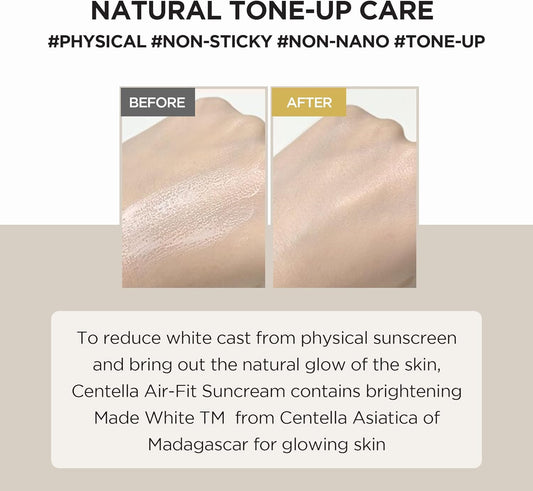 Ingredients and details on the back of the Centella Air Fit Suncream Plus.