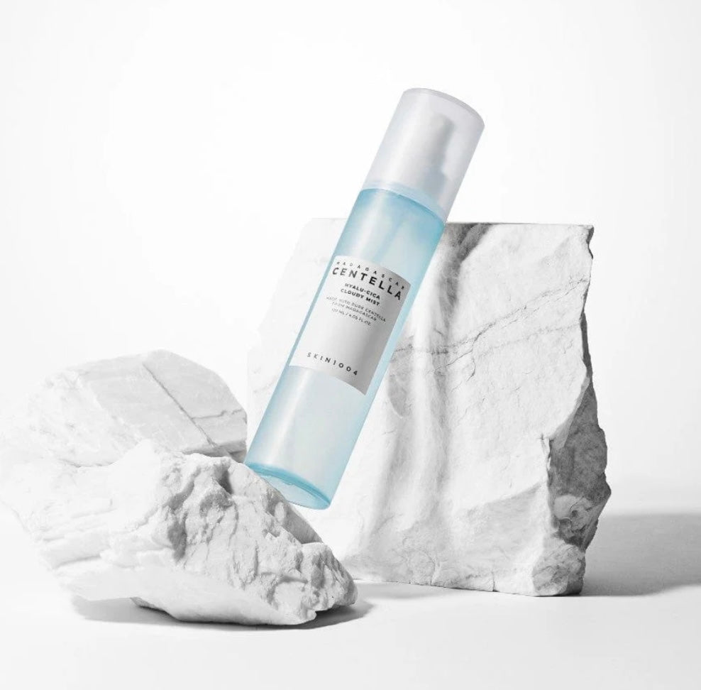 Ultra fine hydrating facial mist spray from Skin1004 showing widespread coverage