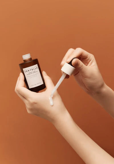 Before & after using SKIN1004 Probio-Cica Intensive Ampoule — reduced redness and improved skin calmness (results may vary).