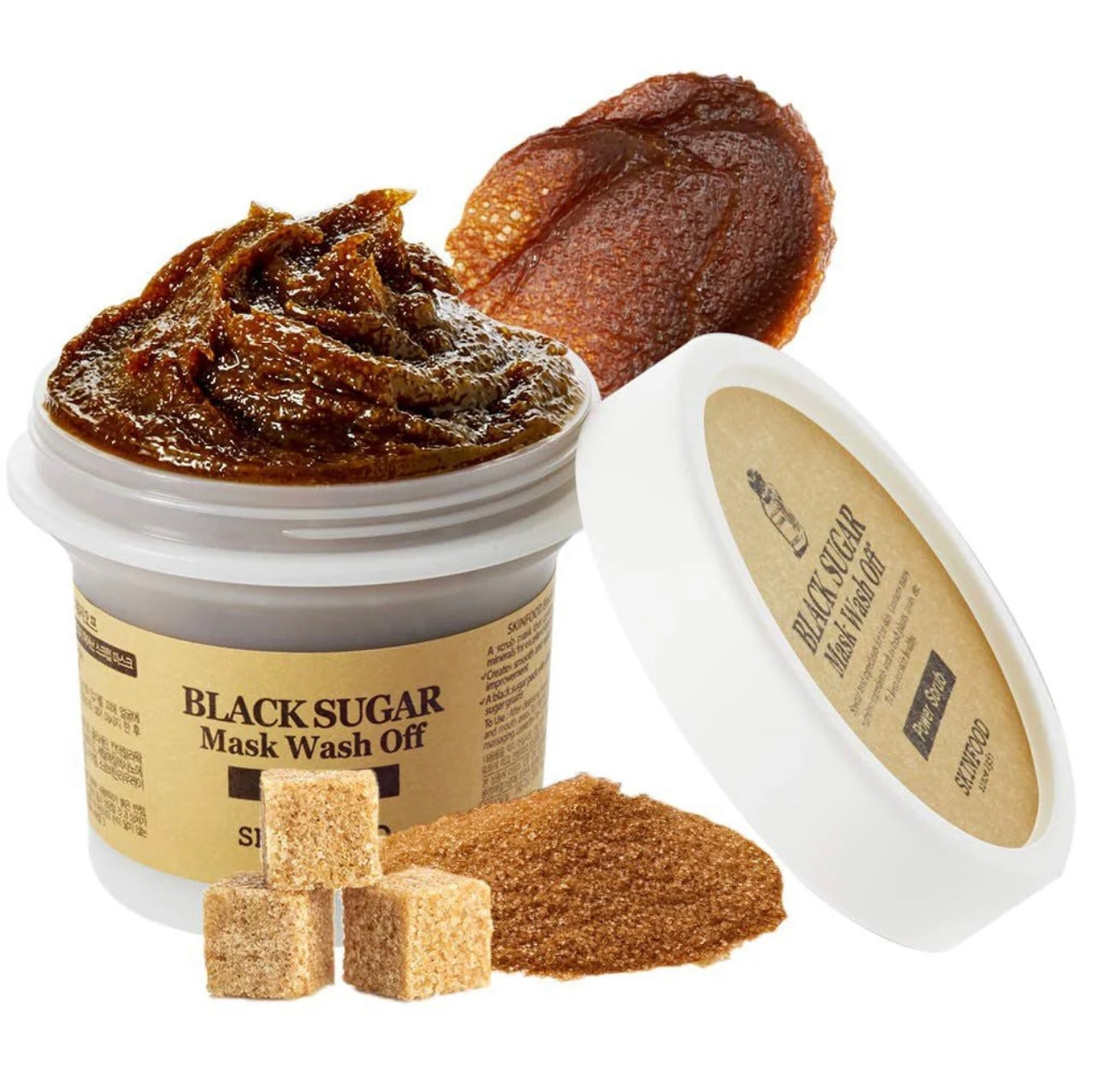 Skinfood Black Sugar Mask Wash Off - 120g jar, showcasing its classic packaging.