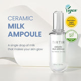 TIRTIR Ceramic Milk Ampoule packaging with vegan and dermatologist-tested badges