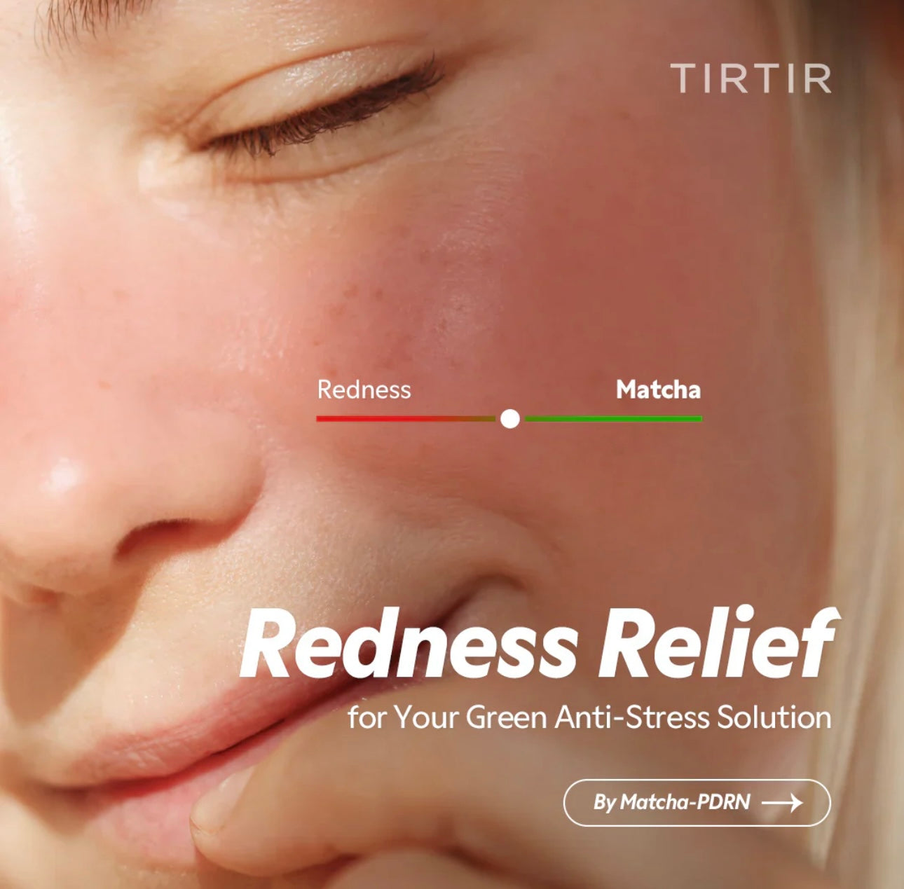 Squeezing the TIRTIR matcha calming cream tube showing the product dispensing in a satisfying, creamy swirl.