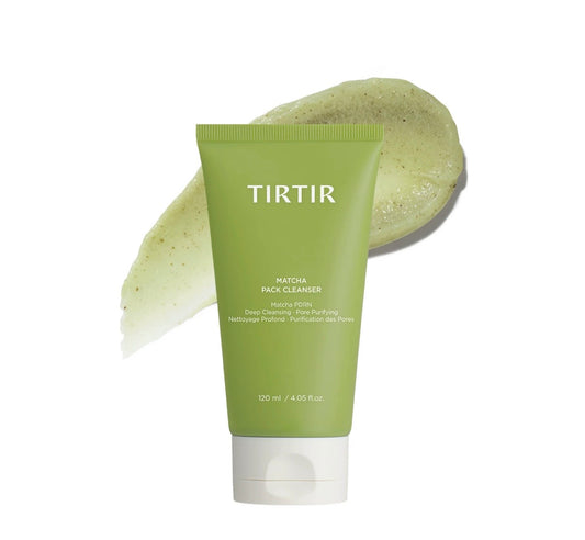 TIRTIR Matcha Pack Cleanser 120ml tube standing on a white background, showcasing the green and white packaging of this soothing matcha cleanser.