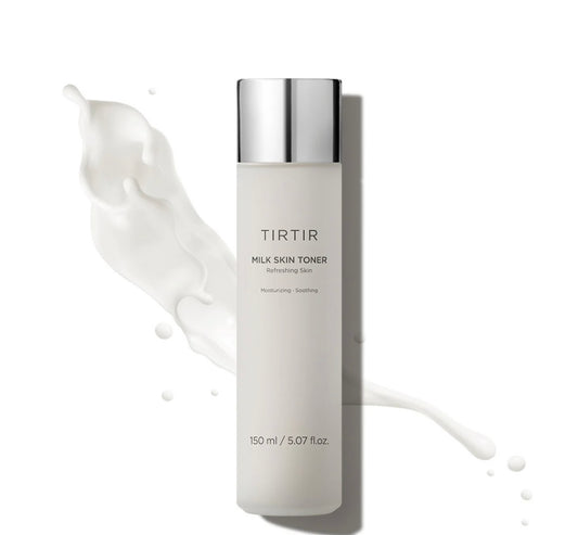 Front view of TIRTIR Milk Skin Toner bottle with minimal packaging