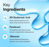 Torriden cleansing oil formula featuring 8D multi low-molecular hyaluronic acid, panthenol, and allantoin for deep hydration