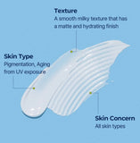 Torriden Dive In Mild Suncream SPF50+ PA++++ 60ml tube next to its original packaging box, highlighting vegan and dermatologist-tested claims.