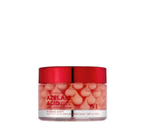 Detailed close up of the VT Cosmetics Azelaic Acid Care Capsule Cream packaging label highlighting the product name and azelaic acid based care for skin texture.