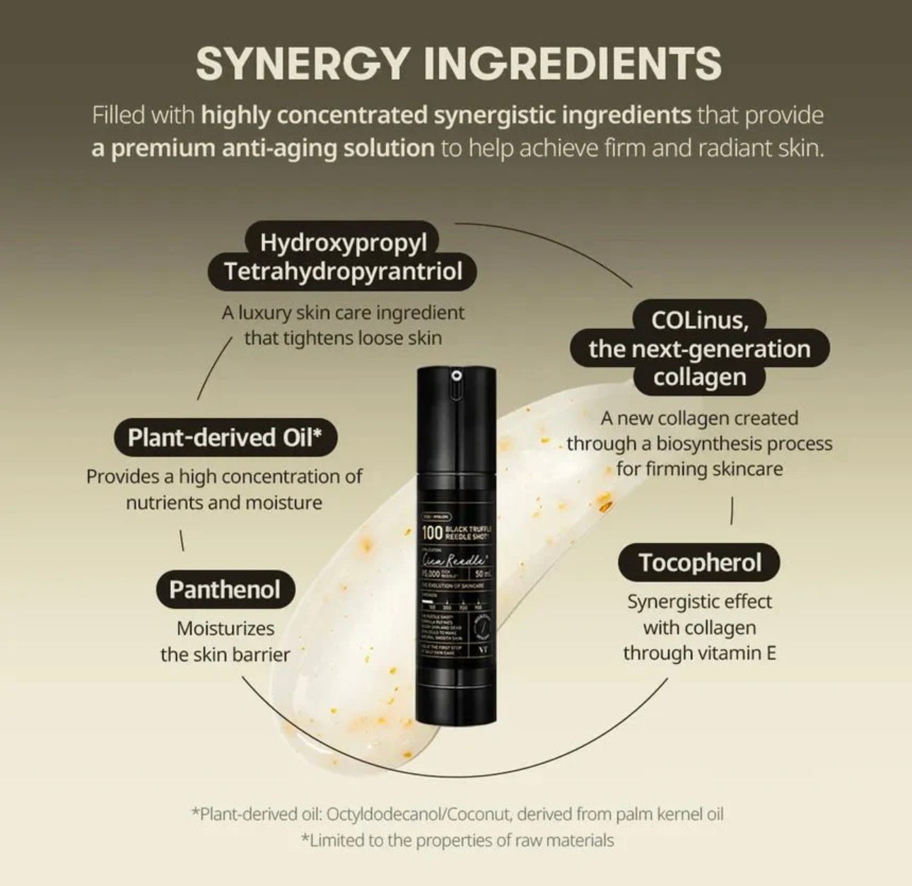 Texture detail showing the VT Black Truffle Reedle Shot's serum with micro Cica Reedle™ particles.