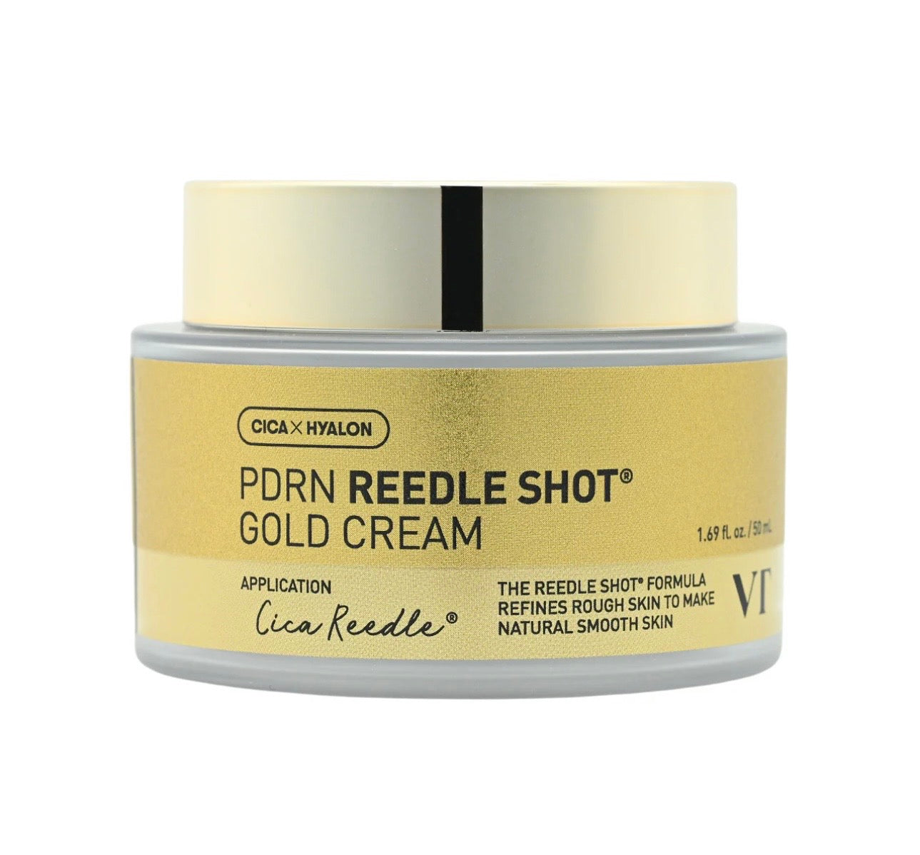 VT Cosmetics PDRN Reedle Shot Gold Cream 50ml bottle front view, a lifting gold cream for firmer skin
