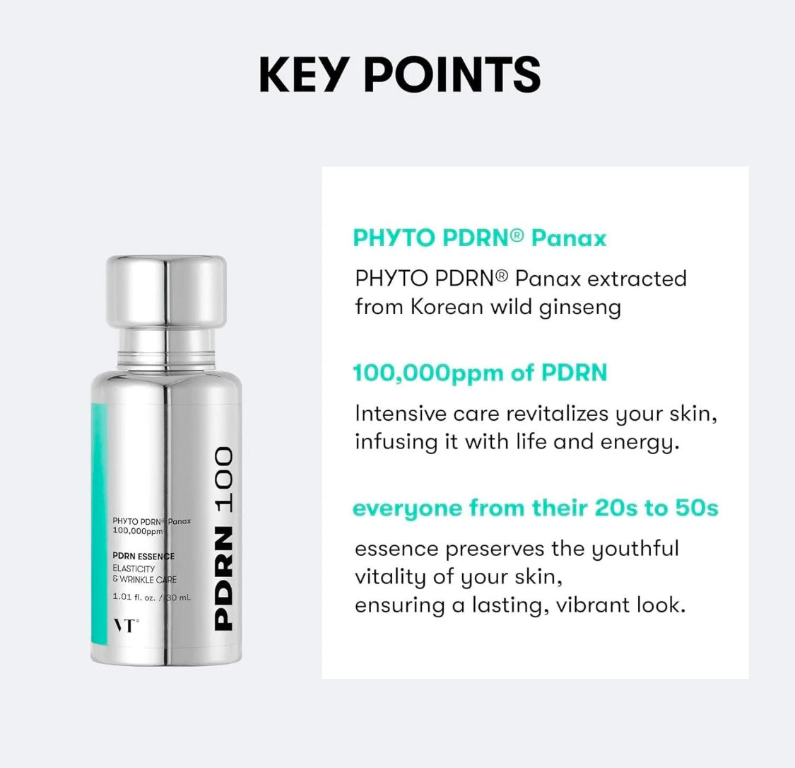 A close-up shot showing the lightweight, absorbent texture of the PDRN essence.