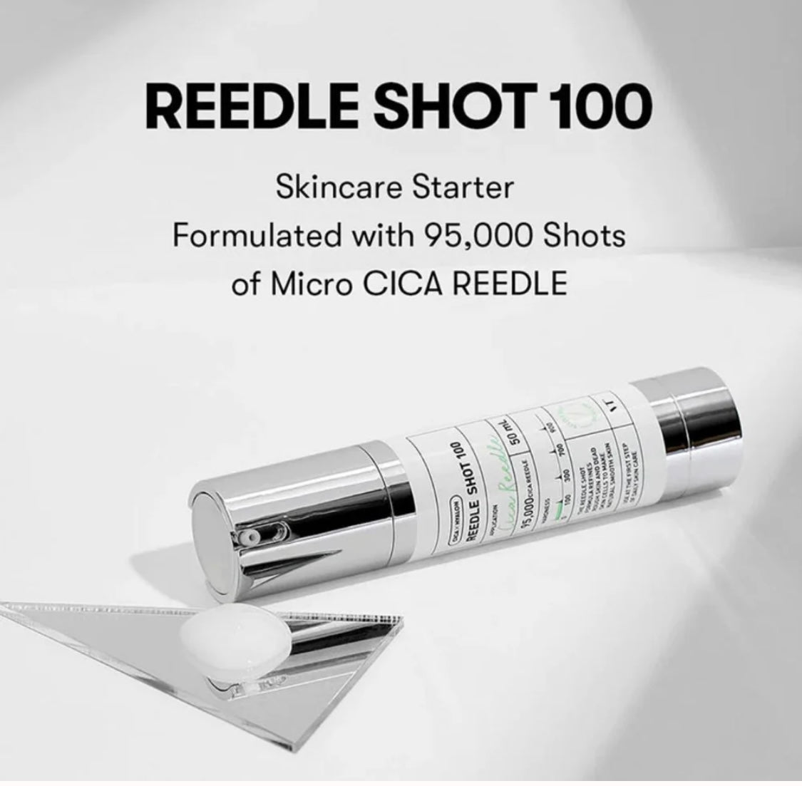 Texture of Reedle Shot 100 Essence on hand — lightweight serum consistency demonstration