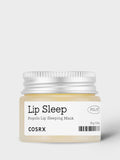Woman wearing COSRX lip sleeping mask as part of her nighttime skincare routine for soft lips.