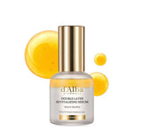 Close-up view of the White Truffle Double Serum's luxurious texture and key ingredient list.